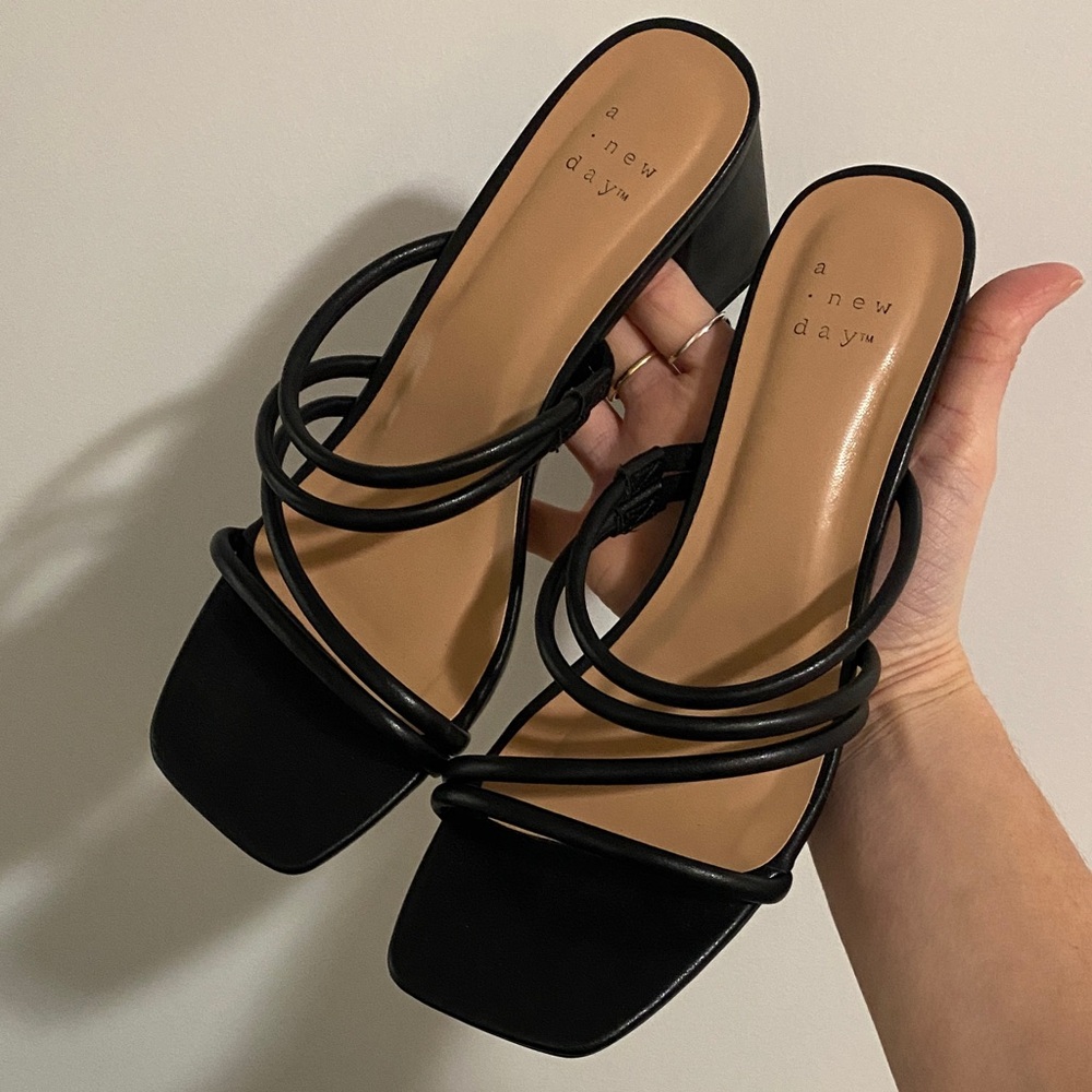 A New Day Black Strappy Heels